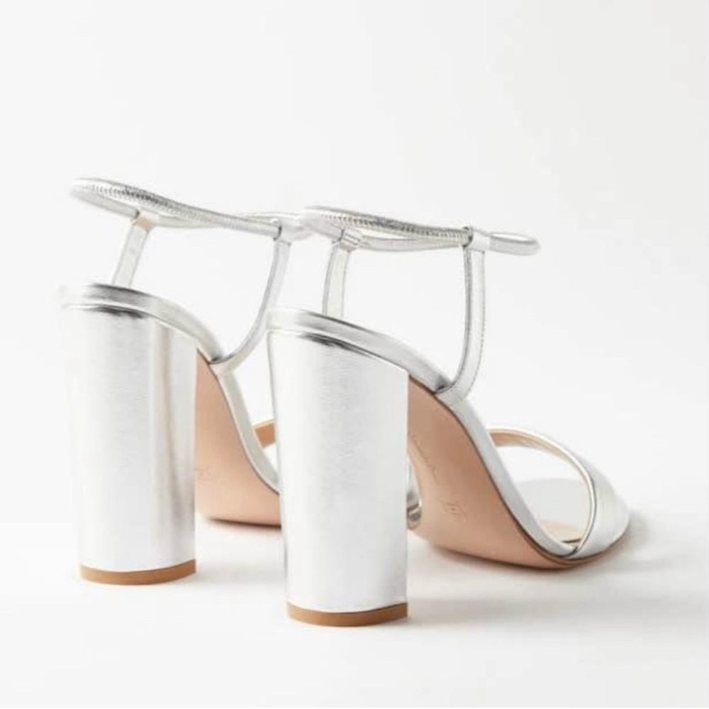 Gianvito Rossi Silver Block Heel Sandals